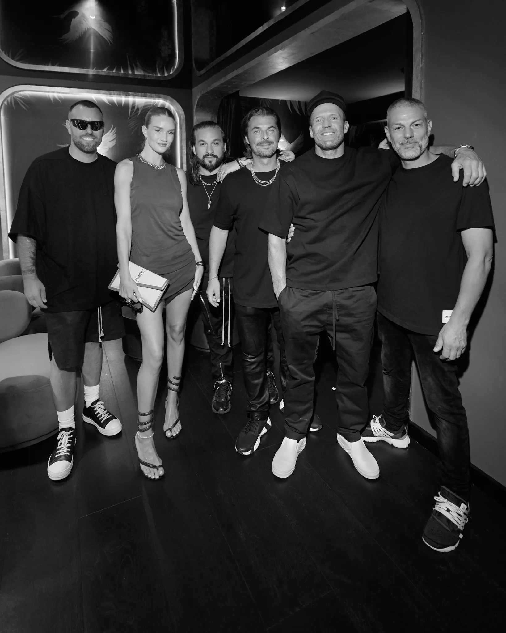 Yann Pissenem with Jason Statham, Rosie Huntington-Whiteley, Axwell, Steve Angello and Sebastian Ingrosso backstage at Swedish House Mafia at Ushuaïa Ibiza