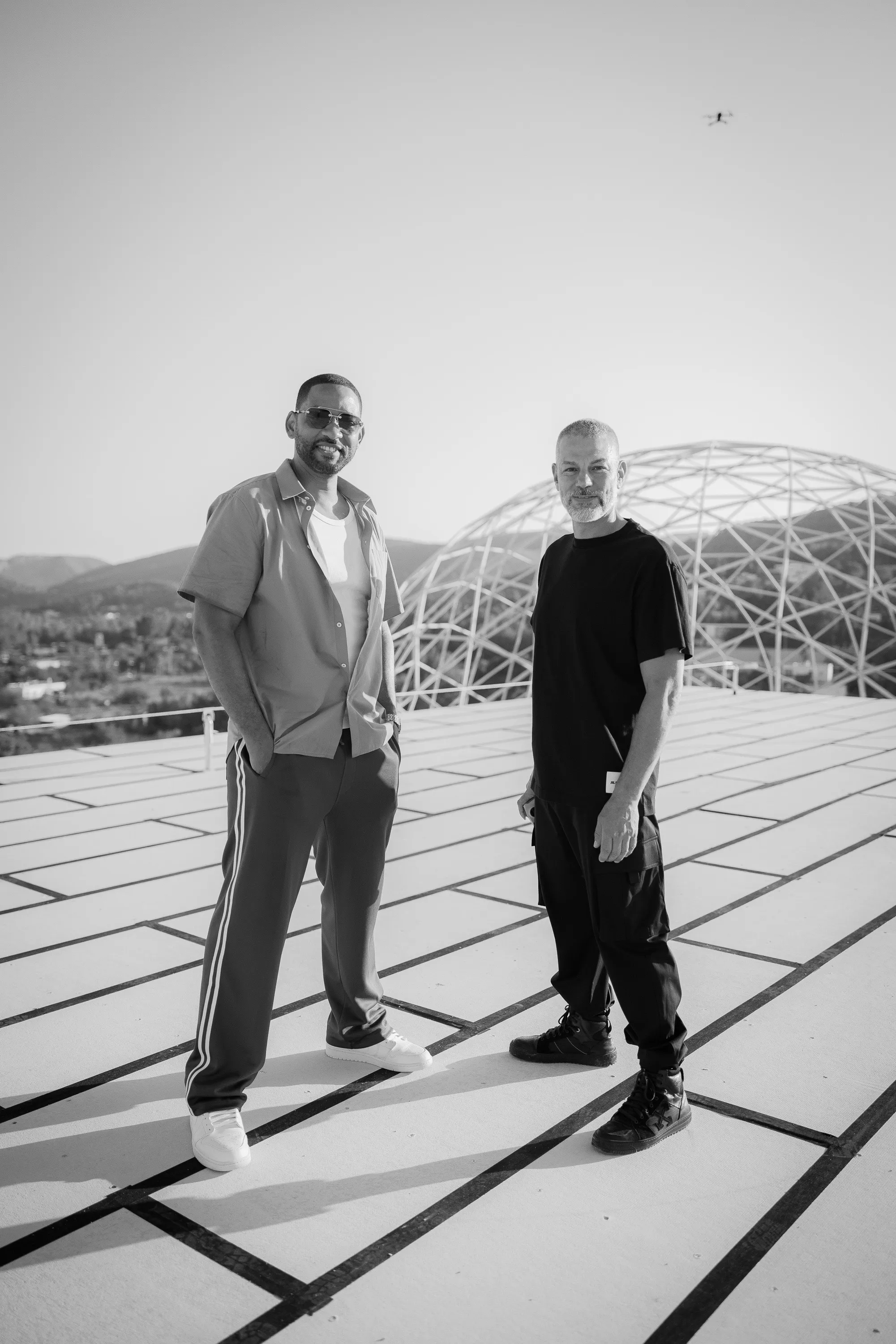 Yann Pissenem and Will Smith on the roof of [UNVRS] in Ibiza